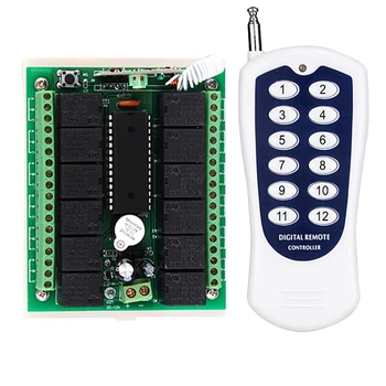 12V 12CH Remote Control Switch RF Wireless Transmitter Receiver Learn Code 8 Kinds Work Way 315/433Nhz Max 5A 250VAC
12V 12CH Remote Control Switch RF Wireless Transmitter Receiver Learn Code 8 Kinds Work Way 315/433Nhz Max 5A 250VAC