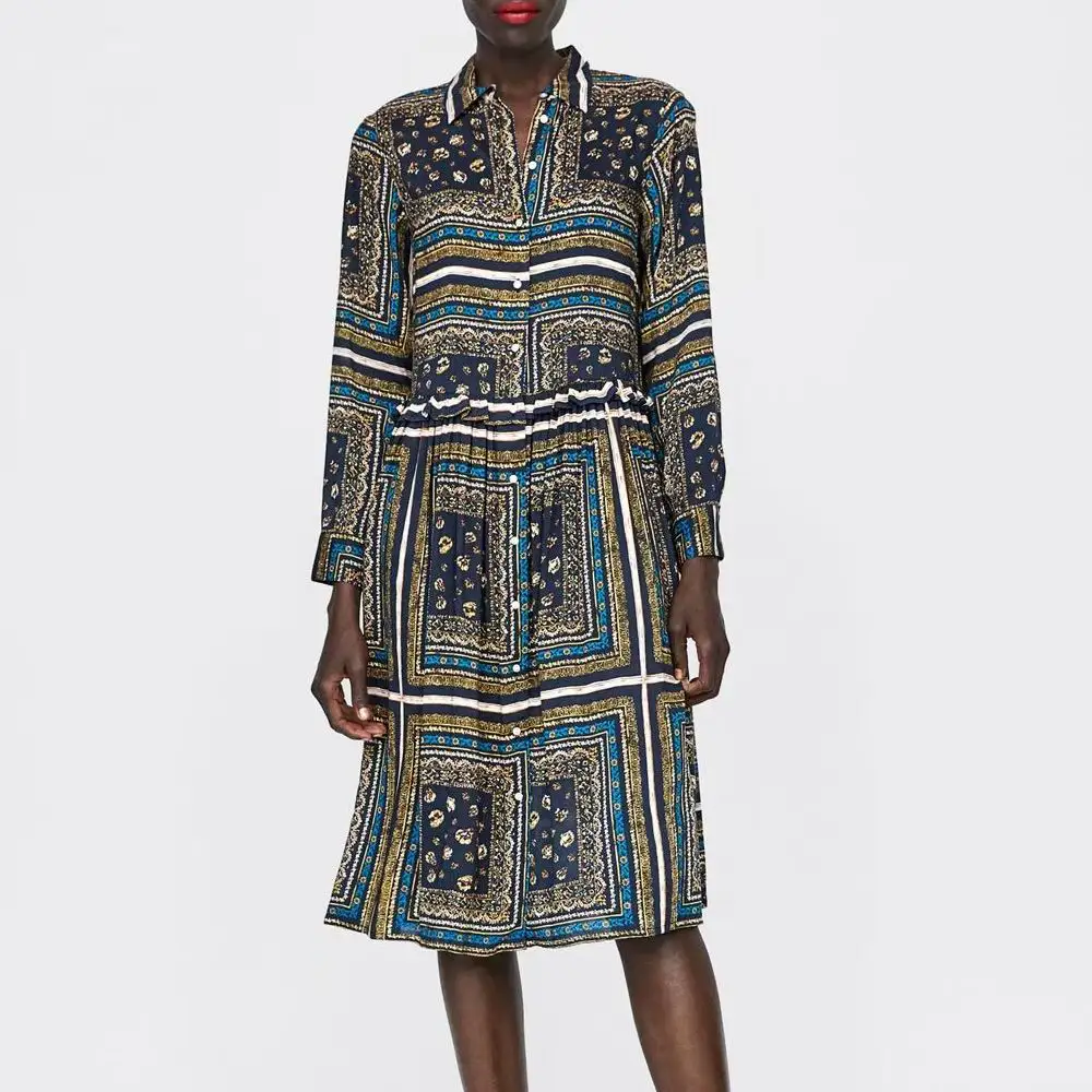 za fall Women retro vestito patchwork print shirts dresses lapel collar SHIRT DRESS WITH FRILL Women one-pieces vestidos
za fall Women retro vestito patchwork print shirts dresses lapel collar SHIRT DRESS WITH FRILL Women one-pieces vestidos