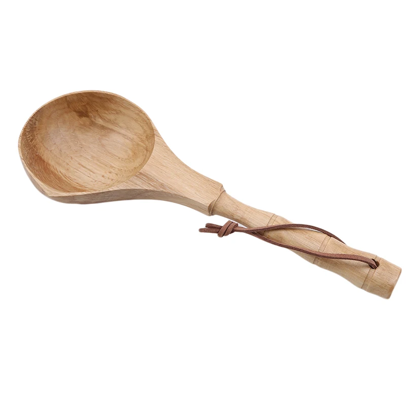 

Wooden Big Soup Spoon Long Handle Porridge Cornmeal Scoop Water Ladle Kitchen Tableware Cooking Utensil Tool