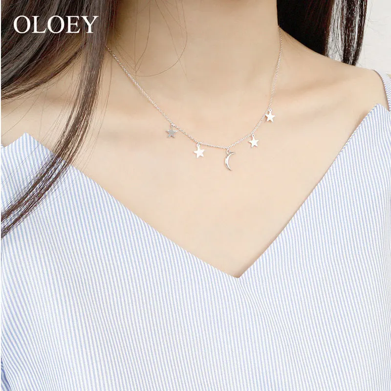 OLOEY Tiny Cute Moon Star Necklaces Girl Ladies Genuine 925 Sterling Silver Choker Charm Necklace Fine Jewelry Wholesale YMN073
OLOEY Tiny Cute Moon Star Necklaces Girl Ladies Genuine 925 Sterling Silver Choker Charm Necklace Fine Jewelry Wholesale YMN073