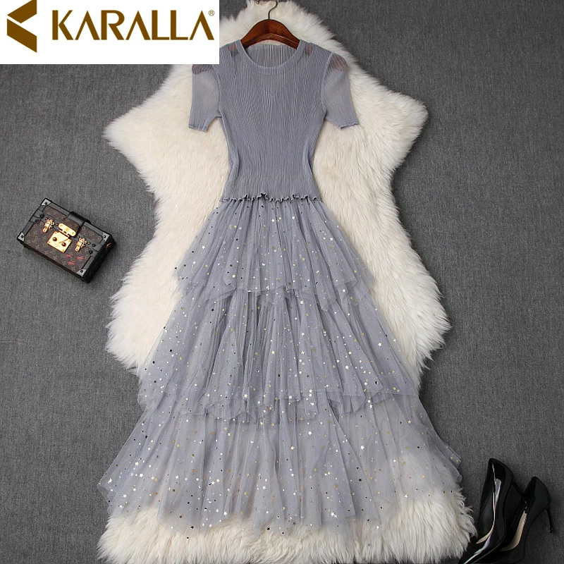 Free Size 2019 Summer Women's Sequin Star Mesh Slim Dress Elegant Ladies Ruffles O-Neck Short Sleeves Dress C1181
Free Size 2019 Summer Women's Sequin Star Mesh Slim Dress Elegant Ladies Ruffles O-Neck Short Sleeves Dress C1181