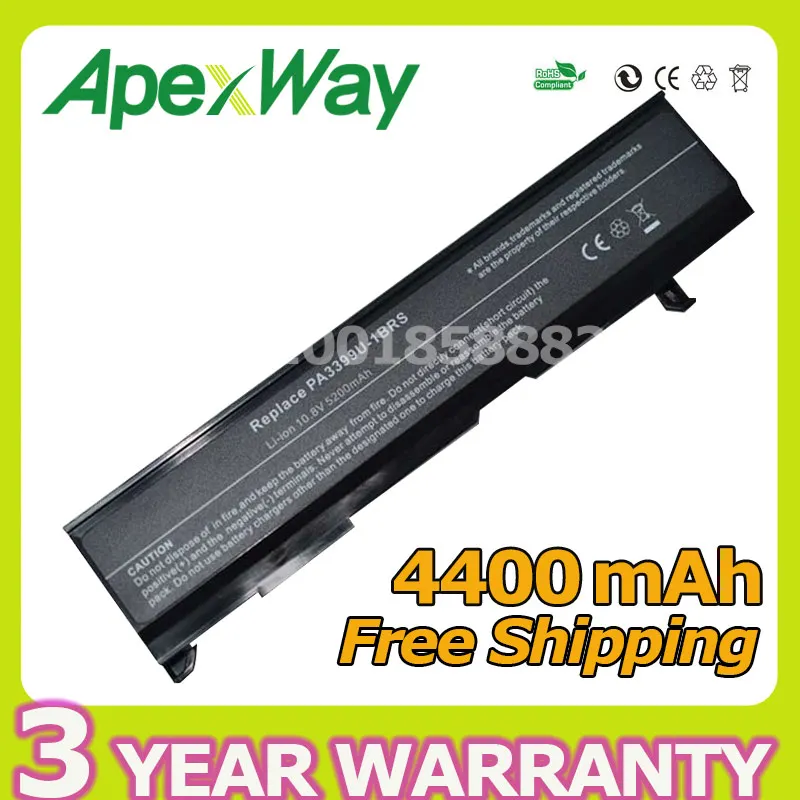 Apexway Battery For Toshiba PA3399U-1BAS PA3399U-1BRS PA3399U-2BAS PA3399U-2BRS PA3478U-1BAS PA3478U-1BRS PABAS076 PABAS077
Apexway Battery For Toshiba PA3399U-1BAS PA3399U-1BRS PA3399U-2BAS PA3399U-2BRS PA3478U-1BAS PA3478U-1BRS PABAS076 PABAS077