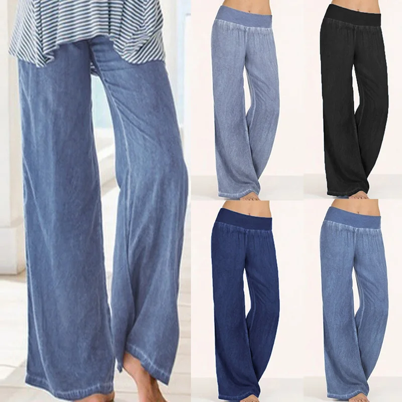 Women Wide Leg Pants 2019 Celmia Fashion High Waist Denim Jeans Ladies Solid Casual Loose Trousers Long Pantalon Femme Plus Size
Women Wide Leg Pants 2019 Celmia Fashion High Waist Denim Jeans Ladies Solid Casual Loose Trousers Long Pantalon Femme Plus Size
