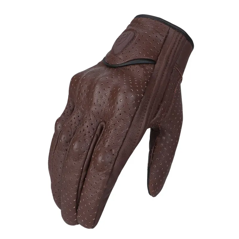 Nuoxintr Motorcycle Gloves Men Leather Retro Motocross Gloves Full Finger Touch Screen Riding Motorbike Moto Cycling Gloves