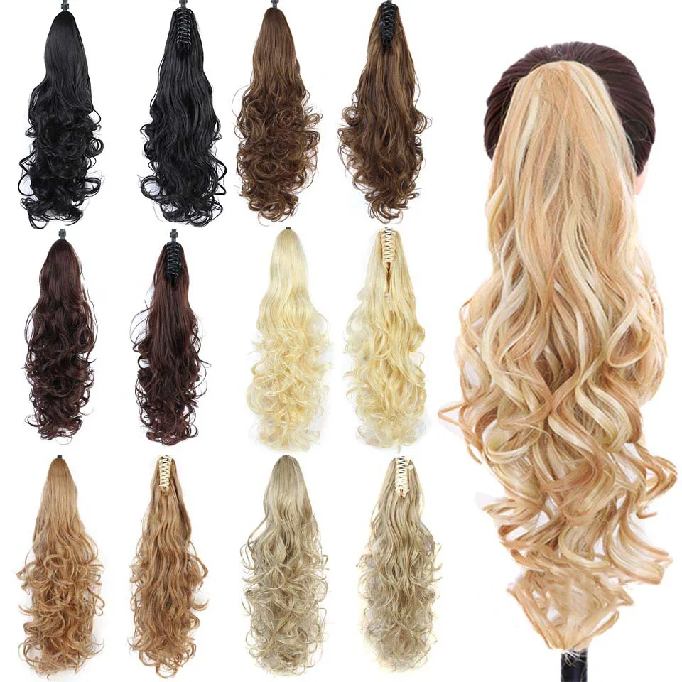 

JINKAILI Synthetic Long Wavy Claw Ponytail Clip in Hair Extensions Pony Tail Hairpiece Black Brown Blonde Heat Resistant Women