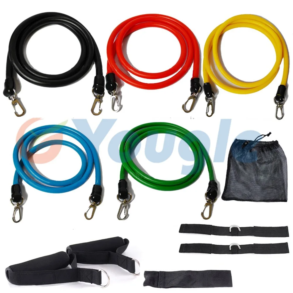 Image New 11 Pcs Set Latex Resistance Bands Workout Exercise Pilates Yoga Crossfit Fitness Tubes Pull Rope