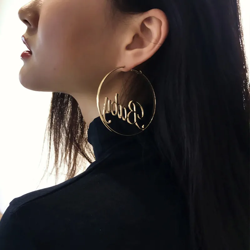 2019 New Punk Hyperbole Big Circle with Baby Femme Letter Personality Hoop Earrings Women Fashion Jewelry Oorbellen Female
2019 New Punk Hyperbole Big Circle with Baby Femme Letter Personality Hoop Earrings Women Fashion Jewelry Oorbellen Female