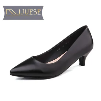 MlJUESE 2018 new pumps Genuine leather slip on autumn spring shallow high heels pointed toe ladies shoes size 34-42
MlJUESE 2018 new pumps Genuine leather slip on autumn spring shallow high heels pointed toe ladies shoes size 34-42