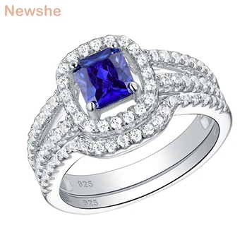 Newshe Blue Princess Cut Zircons 2Pcs 925 Sterling Silver Wedding Rings For Women Engagement Ring Set
Newshe Blue Princess Cut Zircons 2Pcs 925 Sterling Silver Wedding Rings For Women Engagement Ring Set