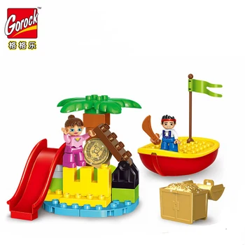 GOROCK 29Pcs Pirate Series The Jake and The Never Land Pirates Treasure Island Model Big Building Blocks Compatible With Duploe 
GOROCK 29Pcs Pirate Series The Jake and The Never Land Pirates Treasure Island Model Big Building Blocks Compatible With Duploe