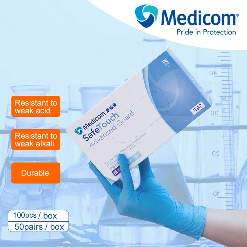 Medicom 100pcs Nitrile Disposable Gloves Non-slip Boxed Oil Acid Resistant work Gloves For Home Food Laboratory Cleaning Washing
Medicom 100pcs Nitrile Disposable Gloves Non-slip Boxed Oil Acid Resistant work Gloves For Home Food Laboratory Cleaning Washing