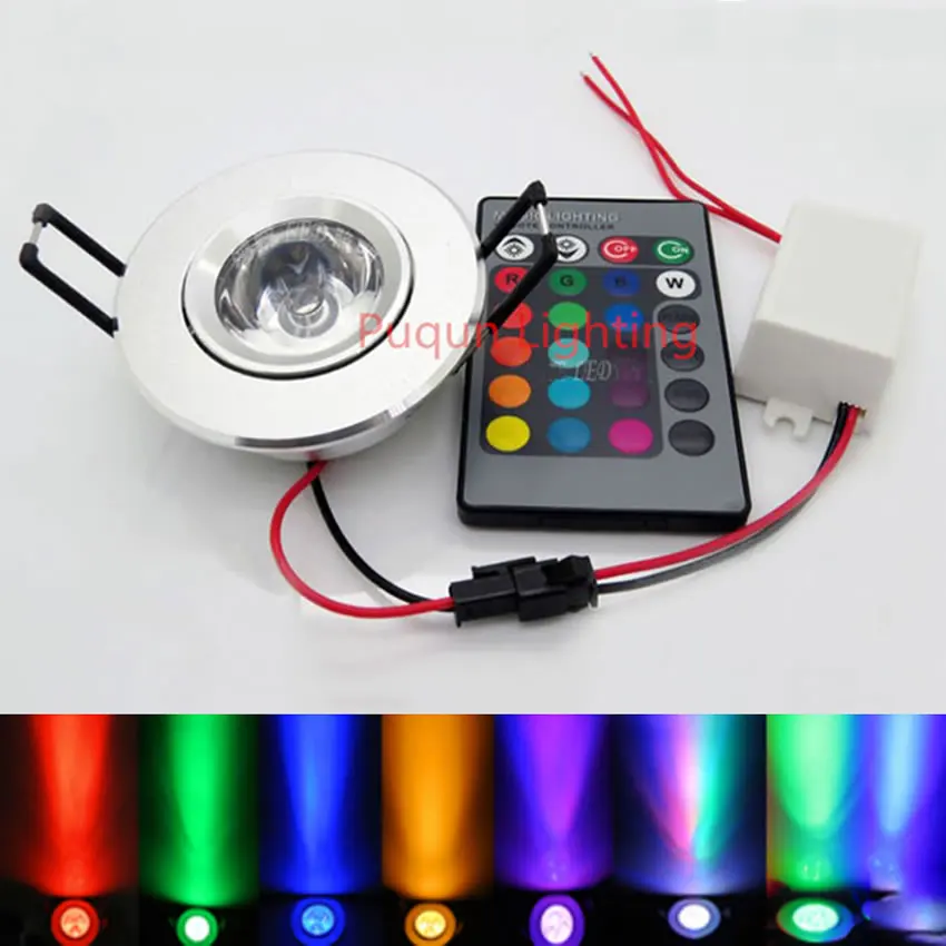 3 Вт LED RGB светодиодный светильник Точечный с ИК-пультом дистанционного