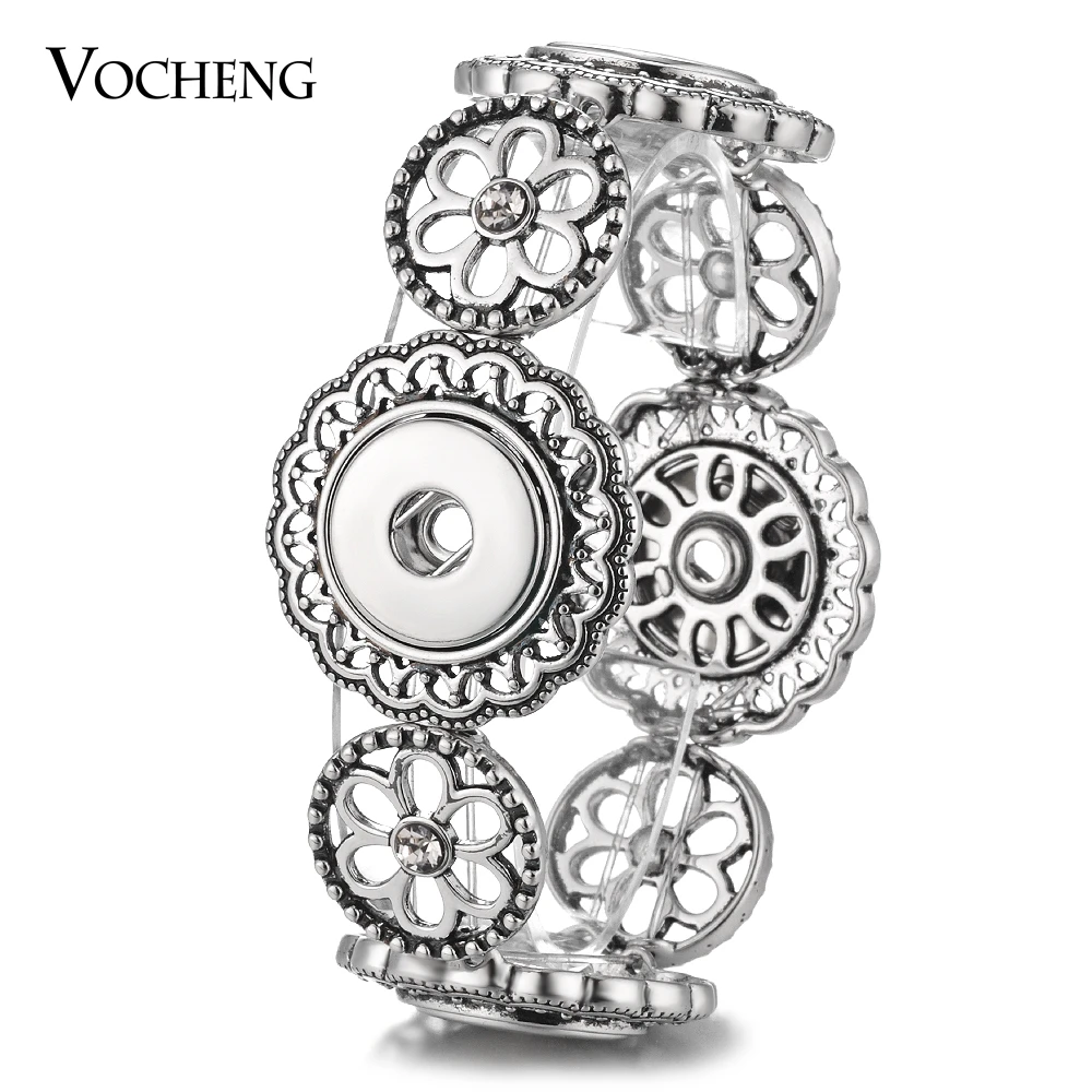 

Vocheng Ginger Snap Stretch Bracelet for 18mm Button Charms Flower Vintage Style NN-568