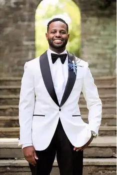White single button shawl lapel men's suit custom fashion slim suit jacket three-piece suit (jacket + pants + bow tie)
White single button shawl lapel men's suit custom fashion slim suit jacket three-piece suit (jacket + pants + bow tie)