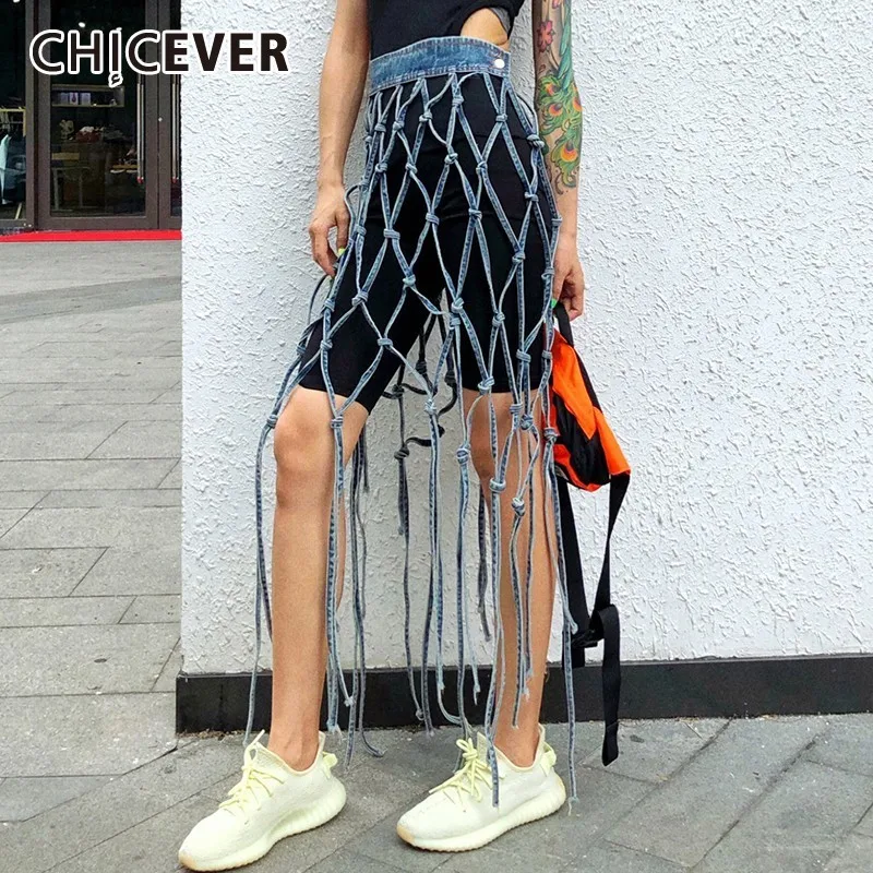CHICEVER Summer Streetwear Denim Asymmetrical Hollow Out Women Skirt High Waist Button Loose Floor Length Skirts 2019 Korean New
CHICEVER Summer Streetwear Denim Asymmetrical Hollow Out Women Skirt High Waist Button Loose Floor Length Skirts 2019 Korean New