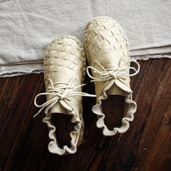 New handmade custom women's shoes weaving art casual lace leather flat shoes retro leather shoes
New handmade custom women's shoes weaving art casual lace leather flat shoes retro leather shoes