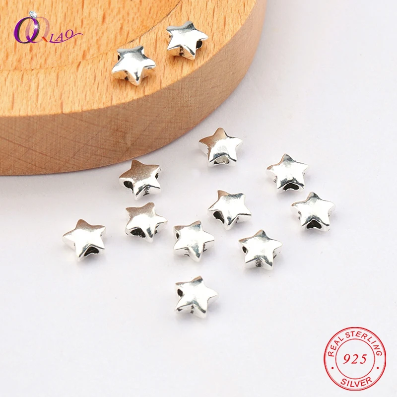 5.6MM 10PCS 925 sterling silver Loose Spacer Silver Star Beads Exquisite pentagram beads Bracelet Necklace Jewelry Making DIY
5.6MM 10PCS 925 sterling silver Loose Spacer Silver Star Beads Exquisite pentagram beads Bracelet Necklace Jewelry Making DIY