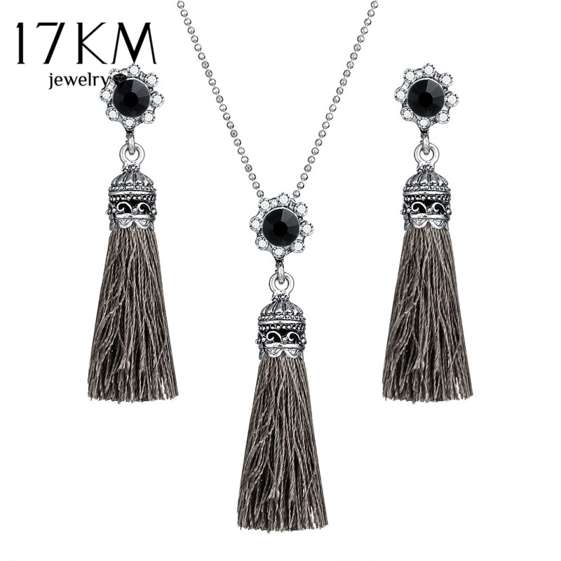 17KM Fashion Tassel Drop Jewelry Set For Woman Sliver Color Long Necklace Pendant Crystal Earrings Wedding Jewelry Gift
17KM Fashion Tassel Drop Jewelry Set For Woman Sliver Color Long Necklace Pendant Crystal Earrings Wedding Jewelry Gift