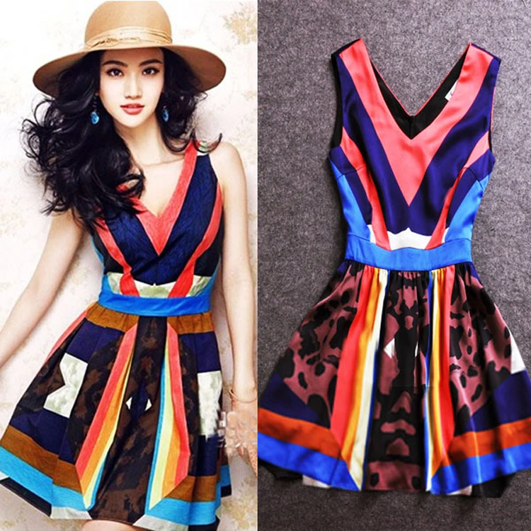 Vestidos 2018 summer new star with geometric pattern stitching Fashion V-neck leopard print silk dress women burst models
Vestidos 2018 summer new star with geometric pattern stitching Fashion V-neck leopard print silk dress women burst models