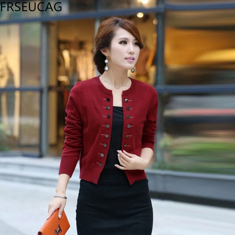 FRSEUCAG 2017 new double-breasted cashmere sweater solid color knitted small jacket round neck cardigan Short section
FRSEUCAG 2017 new double-breasted cashmere sweater solid color knitted small jacket round neck cardigan Short section
