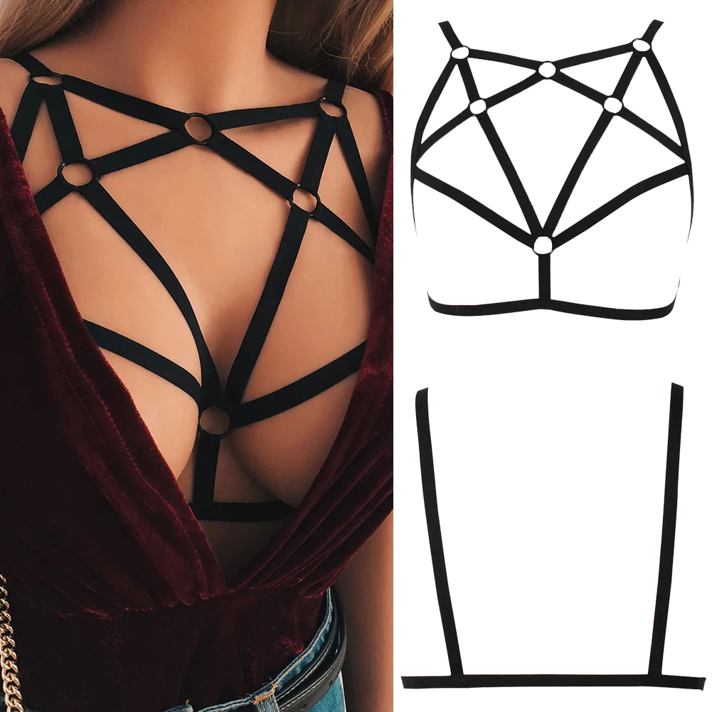 Bondage Sexy Breast Harness Gothic Women Cage Bra Stretchy Suspender Bandage Strap None Cup Hollow Out Pentagram Bralette Black
Bondage Sexy Breast Harness Gothic Women Cage Bra Stretchy Suspender Bandage Strap None Cup Hollow Out Pentagram Bralette Black