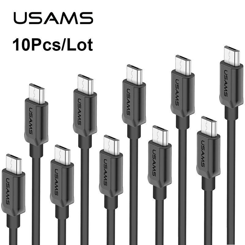 USAMS 10 шт./УП. Кабель для передачи данных Android Xiaomi Micro USB Max 2A кабель быстрой зарядки