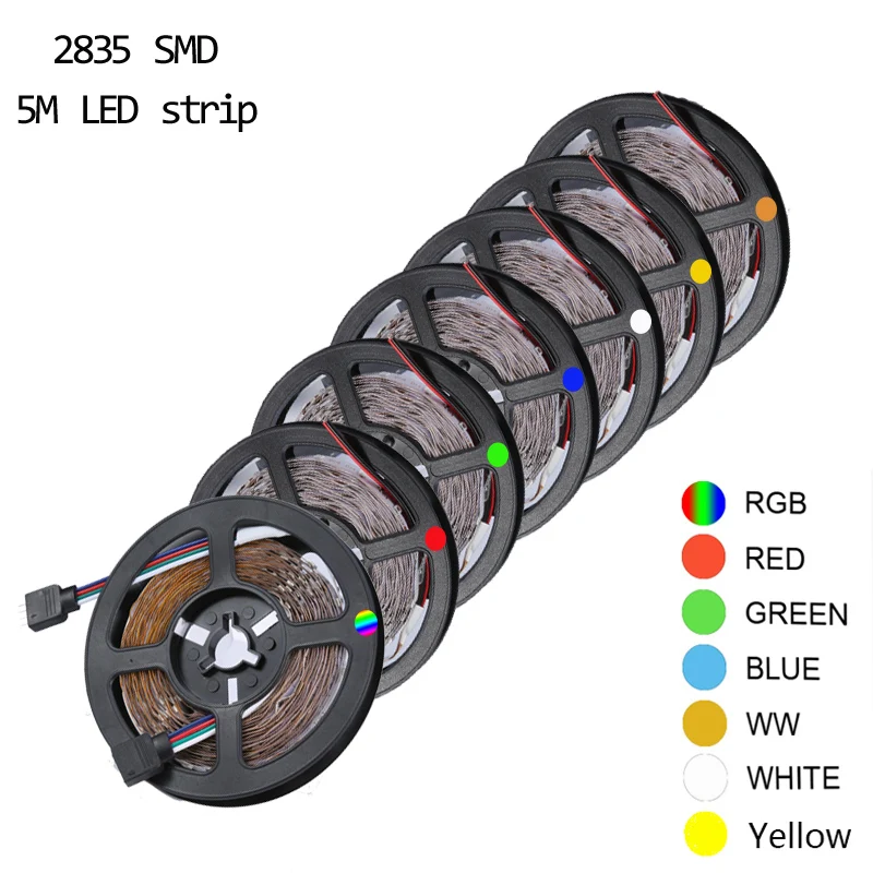 

5M RGB Waterproof led strip 2835 blue red green yellow DC 12V 1-5M 60LED/M Flexible Ribbon RGB Strip Tape Lamp Diode