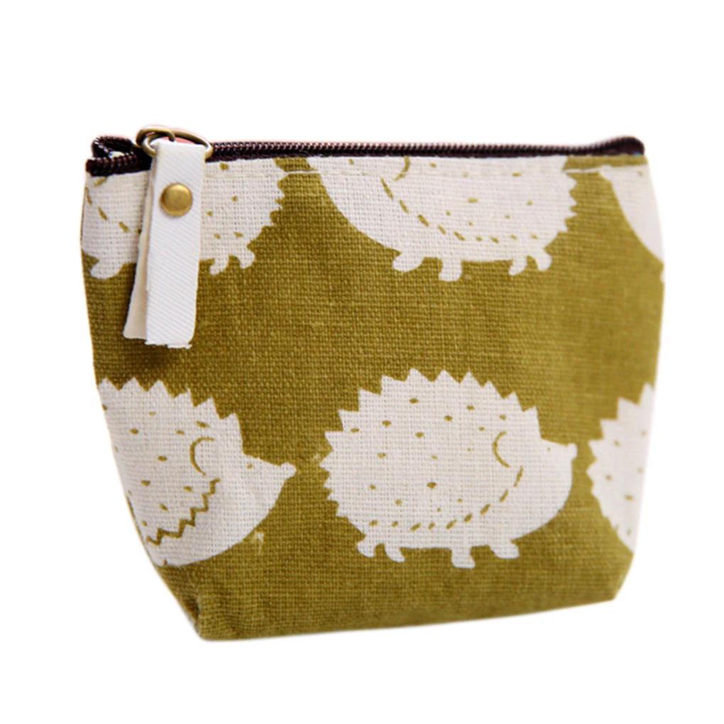 small fresh animal canvas mini change coin purse bag zipper