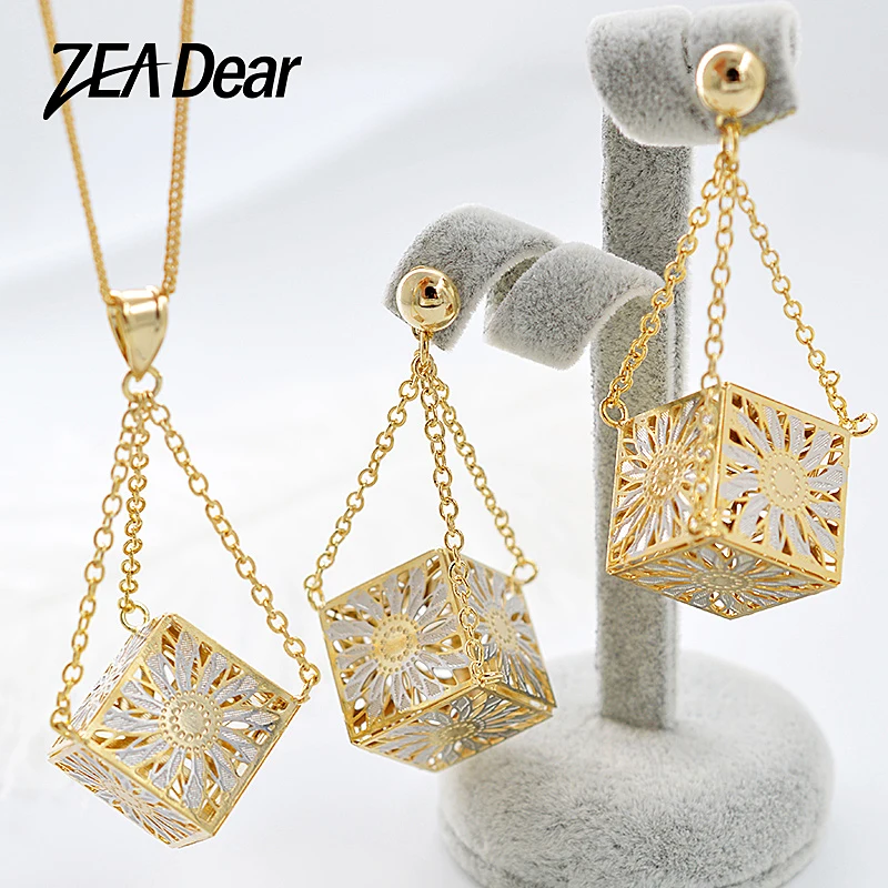 ZEADear Jewelry Trendy Square Hollow Jewelry Sets Earrings Necklace Pendant For Women Girls For Party Wedding Sun Flower Pattern
ZEADear Jewelry Trendy Square Hollow Jewelry Sets Earrings Necklace Pendant For Women Girls For Party Wedding Sun Flower Pattern