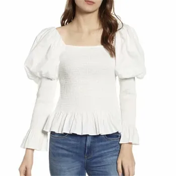 Women sexy solid white crop top long puff sleeve elastic pleated shirts short style blouse female tops blusas
Women sexy solid white crop top long puff sleeve elastic pleated shirts short style blouse female tops blusas