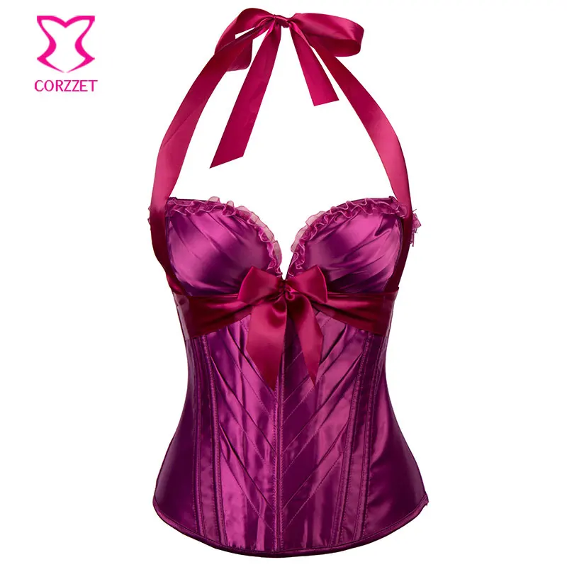 Purple Satin Halter Espartilhos Corset Corselet Plus Size Corsets And Bustiers 6XL Gothic Clothing Women Corsage Sexy Lingerie
Purple Satin Halter Espartilhos Corset Corselet Plus Size Corsets And Bustiers 6XL Gothic Clothing Women Corsage Sexy Lingerie