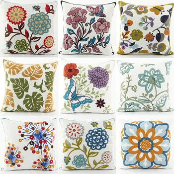 Tropical Plants Floral Embroidery Cushion Covers Embroidered Flower Butterfly Green Leaves Cushion Cover Sofa Cotton Pillowcase
Tropical Plants Floral Embroidery Cushion Covers Embroidered Flower Butterfly Green Leaves Cushion Cover Sofa Cotton Pillowcase