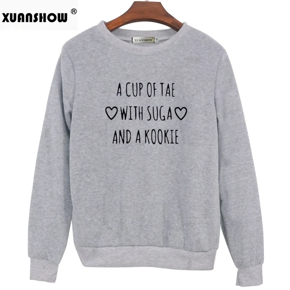 XUANSHOW Kpop Kpop A Cup Of Tae With Suga Letters Printed Pullovers Fashion Sweatshirts 2018 Autumn Long Sleeve Tops
XUANSHOW Kpop Kpop A Cup Of Tae With Suga Letters Printed Pullovers Fashion Sweatshirts 2018 Autumn Long Sleeve Tops