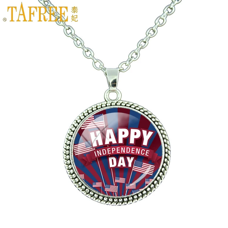TAFREE Happy Independence Day ожерелье Звездный баннер подвеска цепочка из сплава мужские