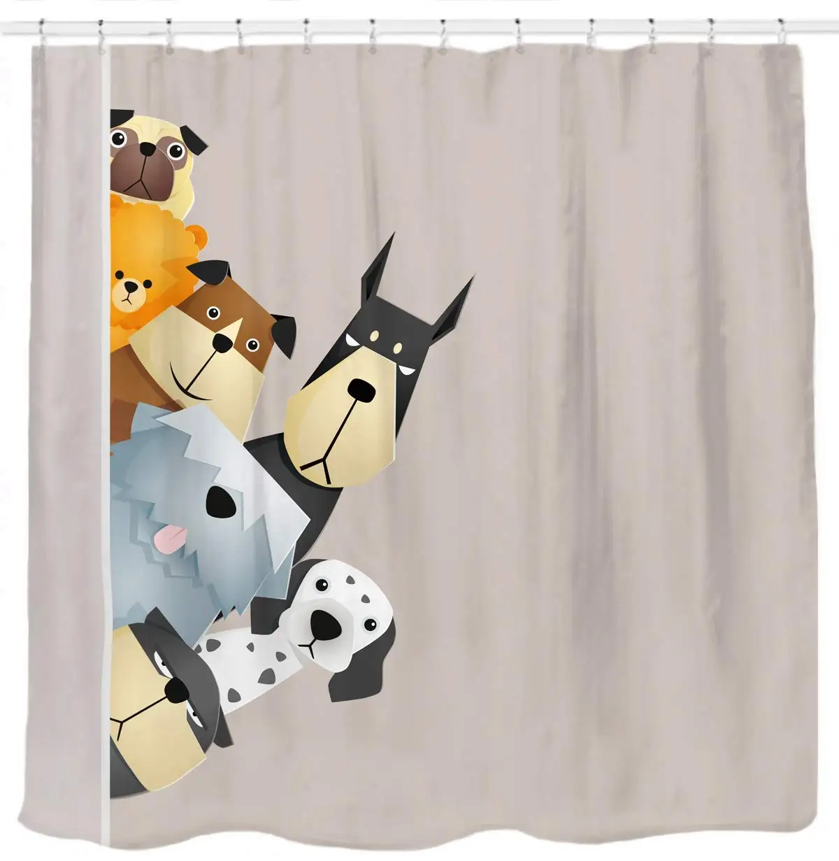 Cute Dogs Curious Cartoon Puppy Shower Curtain for Kids Dogs Lover Beige Brown Tawny with Dalmatian Bulldog Pug Poodle Beagle
Cute Dogs Curious Cartoon Puppy Shower Curtain for Kids Dogs Lover Beige Brown Tawny with Dalmatian Bulldog Pug Poodle Beagle