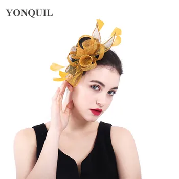 Sinamay wedding gold ladies fascinator hat hair clip bride elegant fashion headwear nice cocktail race hair accessories headband
Sinamay wedding gold ladies fascinator hat hair clip bride elegant fashion headwear nice cocktail race hair accessories headband