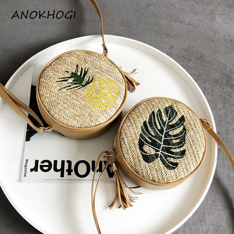 National Straw Woven Women Crossbody Bags Straps Adjustable Fruit Embroidery Shoulder Bag Pineapple Circular Mini Lady Bags B19
National Straw Woven Women Crossbody Bags Straps Adjustable Fruit Embroidery Shoulder Bag Pineapple Circular Mini Lady Bags B19