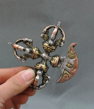 Old Tibet Buddhism Fane Tibetan Silver Exorcism Vajra Dorje Phurpa Ax Hatchet
Old Tibet Buddhism Fane Tibetan Silver Exorcism Vajra Dorje Phurpa Ax Hatchet