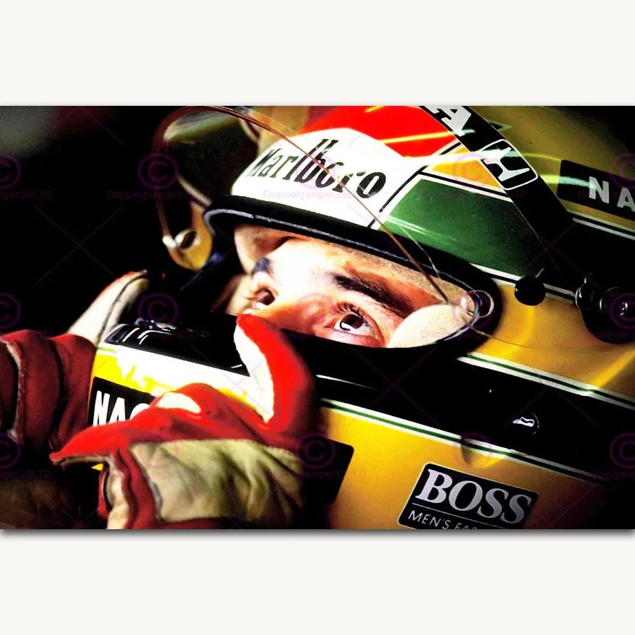 FX960 Hot Ayrton Senna F1 Formula Grand Super Racing Car Super Star Poster Art Silk Light Canvas Home Room Wall Printing Decor
