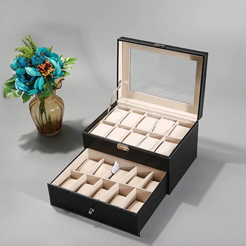 Hot selling luxury 20/24 grids PU Leather Watch Display Box Storage Holder Organizer Watch Case Jewelry Display Watch Box 
Hot selling luxury 20/24 grids PU Leather Watch Display Box Storage Holder Organizer Watch Case Jewelry Display Watch Box
