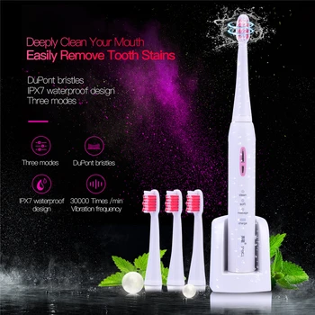 LANSUNG SN901 Ultrasonic Sonic Electric Toothbrush wireless Rechargeable Tooth Brushes with 4Pcs Replacement Heads 2 Min Timer49
LANSUNG SN901 Ultrasonic Sonic Electric Toothbrush wireless Rechargeable Tooth Brushes with 4Pcs Replacement Heads 2 Min Timer49