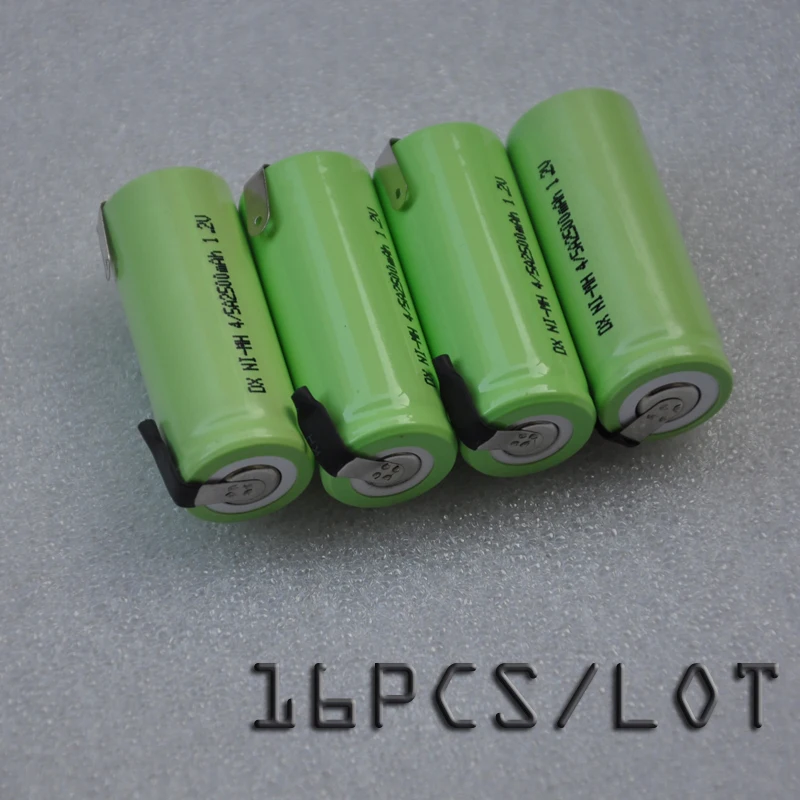 New 16PCS/LOT 4/5A 1.2V rechargeable battery 2500mah 4/5A 17430 4/5 A ni-mh nimh cell with welding tab pins with free shipping
New 16PCS/LOT 4/5A 1.2V rechargeable battery 2500mah 4/5A 17430 4/5 A ni-mh nimh cell with welding tab pins with free shipping