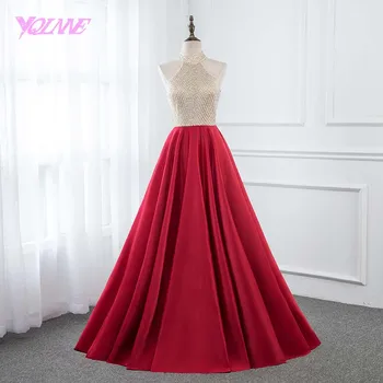 YQLNNE Red Halter Long Prom Dresses Crystals Satin Formal Evening Gown Party Dress Sleeveless
YQLNNE Red Halter Long Prom Dresses Crystals Satin Formal Evening Gown Party Dress Sleeveless