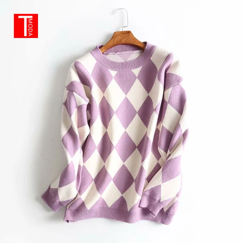 2019 Winter New Ladies Loose College Wind Rhombic Long-sleeved Sweater Women's Fashion Wild Students Autumn Thick Sweater
2019 Winter New Ladies Loose College Wind Rhombic Long-sleeved Sweater Women's Fashion Wild Students Autumn Thick Sweater