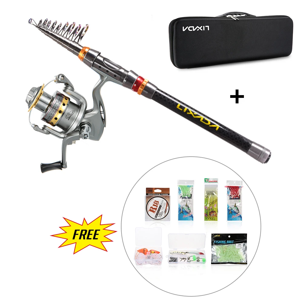 Lixada Telescopic Fishing Rod Reel Combo Full Kit Spinning Fishing Reel Rod + 100M Fishing Line Lures Hooks Carrier Bag
Lixada Telescopic Fishing Rod Reel Combo Full Kit Spinning Fishing Reel Rod + 100M Fishing Line Lures Hooks Carrier Bag