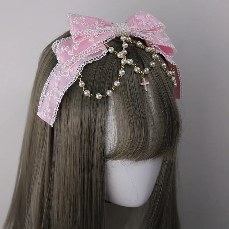 Daily Handmade KC Cosplay Pearls Chain Bowkont Lace Hair Band Vintage Japanese Style Lolita Headwear Headband Female Hairpin
Daily Handmade KC Cosplay Pearls Chain Bowkont Lace Hair Band Vintage Japanese Style Lolita Headwear Headband Female Hairpin