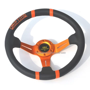 Real Leather Deep Dished Racing Car Steering Wheel Orange/Gold Universal Drifting Steering Wheel
Real Leather Deep Dished Racing Car Steering Wheel Orange/Gold Universal Drifting Steering Wheel