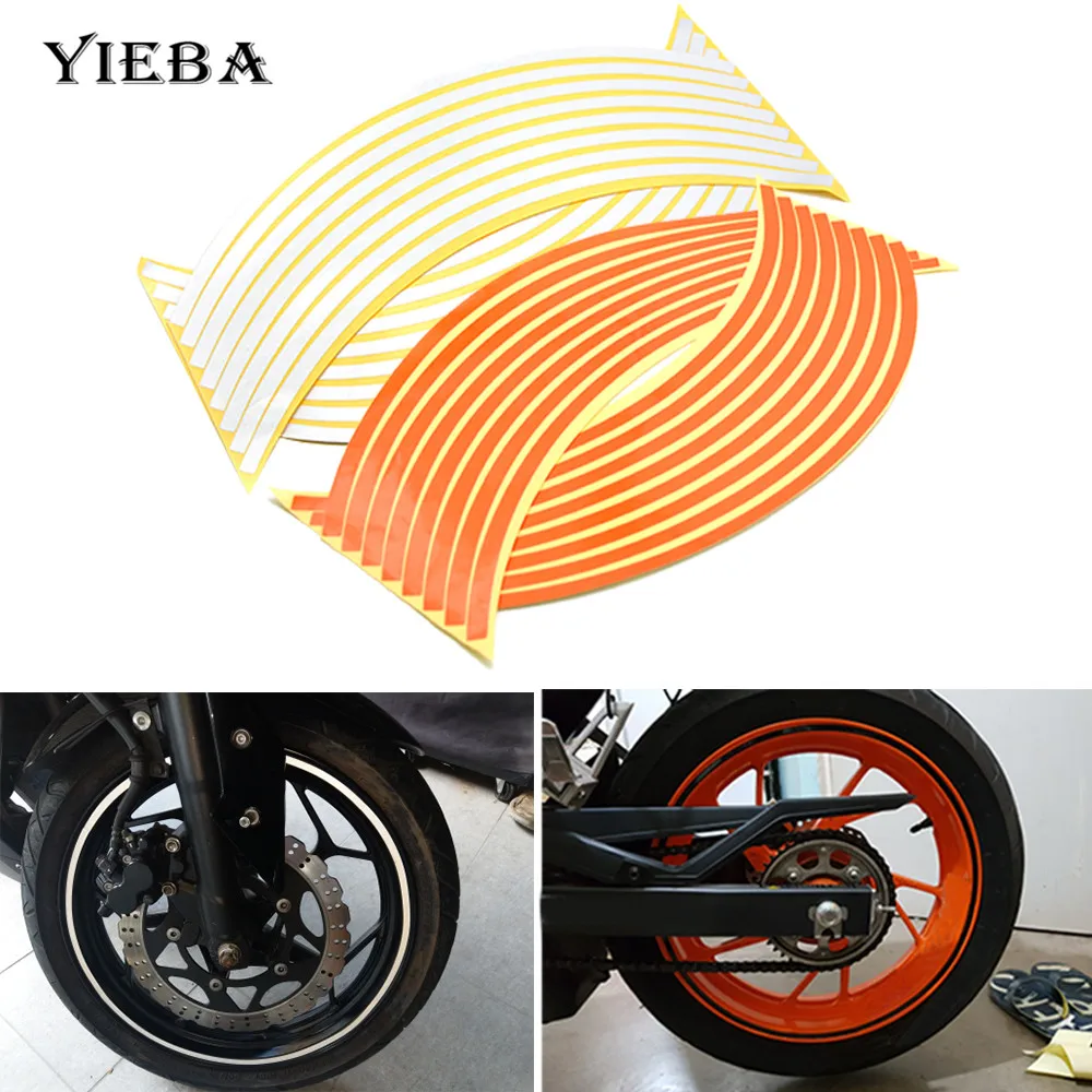 16 Bands Motorcycle Accessories 17/18 inch 6 Colors Car Styling Wheel Sticker Tire Hub Rim Stickers Reflective Tape Universal