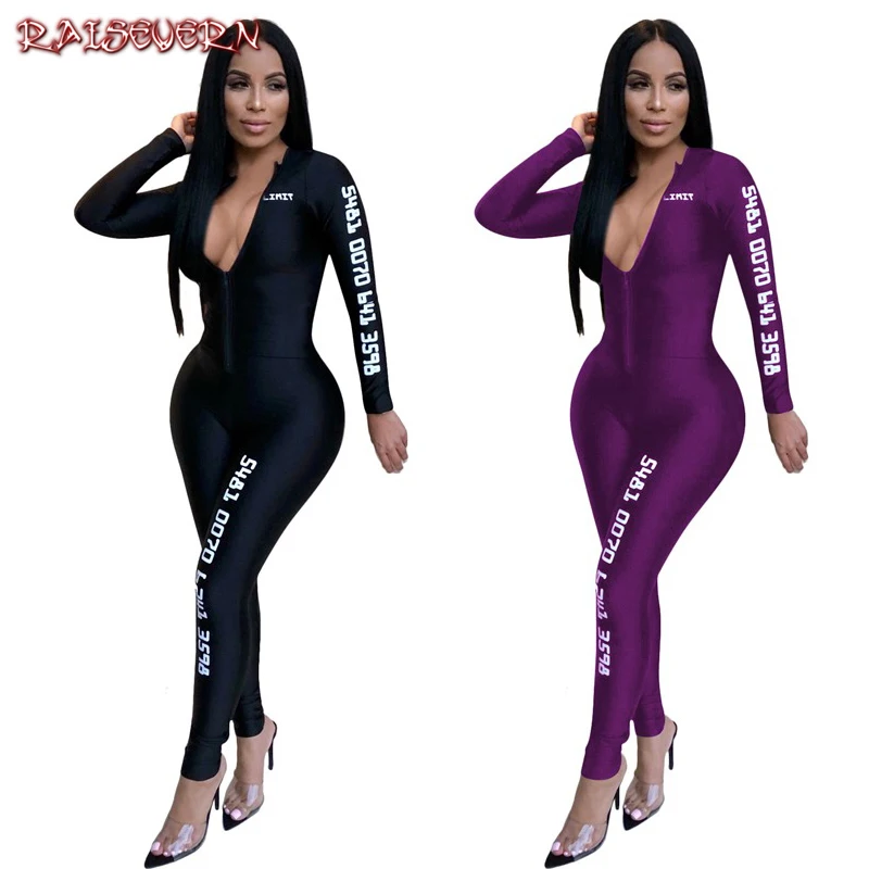 RAISEVERN Long Sleeve Black Sexy Bodycon Jumpsuit Women Zipper V Neck Skinny Rompers Womens Jumpsuit Female Streetwear Overall
RAISEVERN Long Sleeve Black Sexy Bodycon Jumpsuit Women Zipper V Neck Skinny Rompers Womens Jumpsuit Female Streetwear Overall
