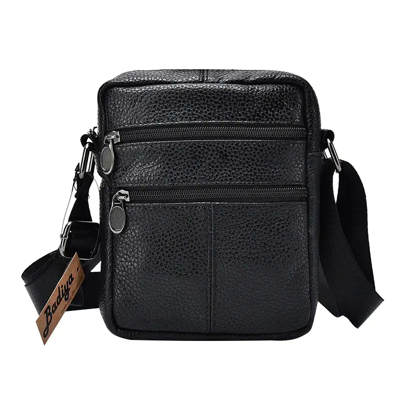 black leather messenger bag mens